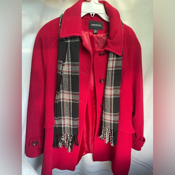 London Fog 80% Wool Single Breasted Red Coat - Picture 2 of 6